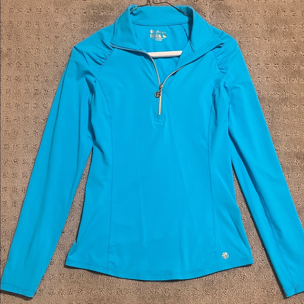 Lilly Pulitzer UPF 50+ Luxletic Pullover Aqua Long Sleeve Top